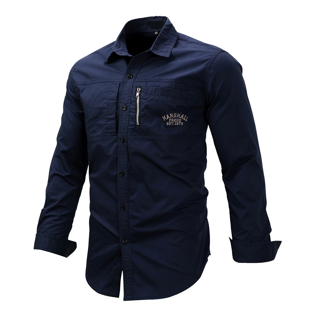 Lente Herfst Mannen Shirt Lange Mouw Effen Kleur Revers Rits Shirt Outdoor Casual Shirt Grote Maat ALS88: XL / Goud