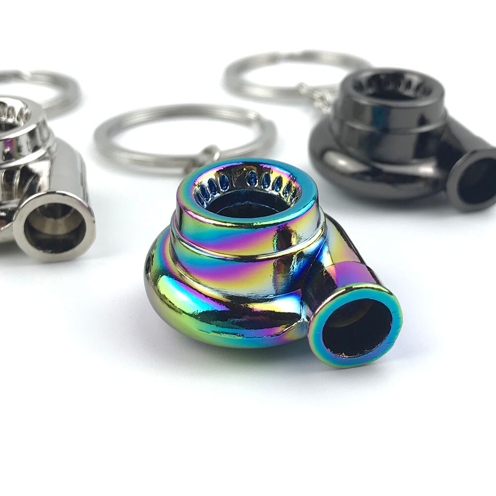Whistle Sound Turbo Keychain Sleeve Bearing Spinning Auto Part Model Turbine Turbocharger Key Chain Ring Keyfob Keyring