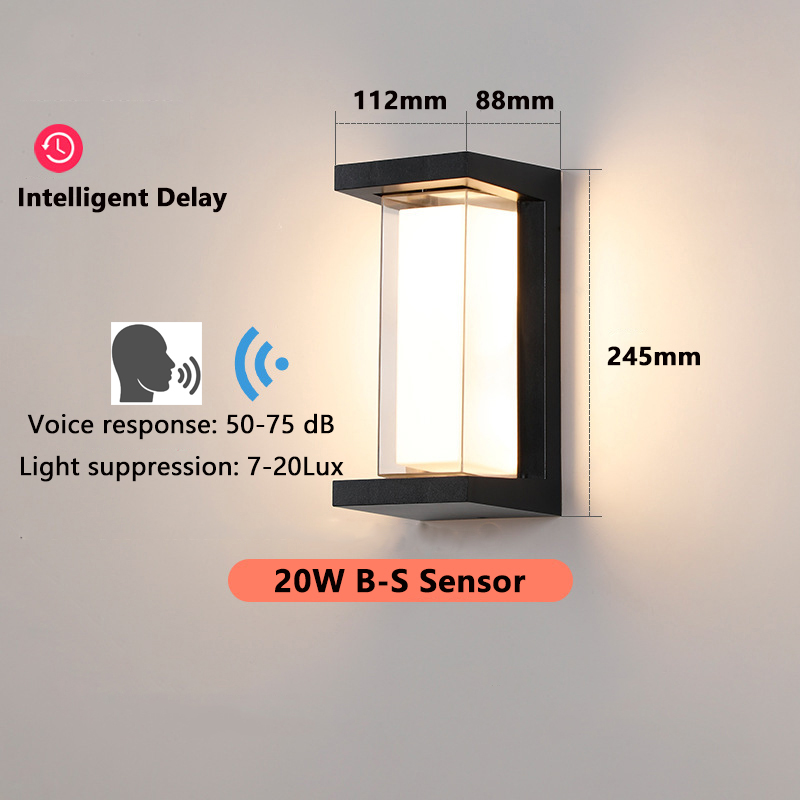 Med bevægelsessensor væglampe udendørs belysning 20w væglamper udendørs  ip65 vandtæt led væglampe veranda balkon have  ac220v: Lysegrøn / Grøn