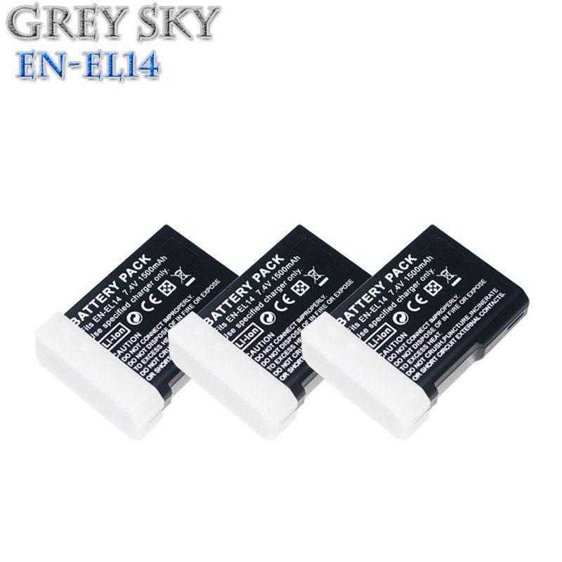 4 st 1500 mah en -el14 en-el14a enel 14 batteri för nikon  d3100 d3200 d3300 d3400 d3500 d5600 d5100 d5200 p7000+ lcd usb laddare: 3 batterier