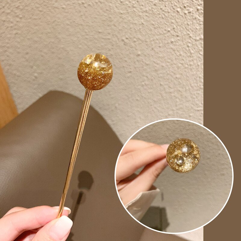 Koreanisch Haar Zubehör Frauen Mädchen Glas Ball Haar Stock transparent Runde Ball bilden Haarnadeln Hochzeit Schmuck: 7