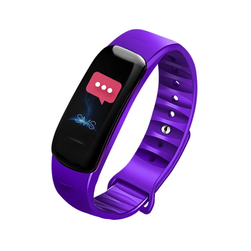 Reloj inteligente ultradelgado minimalista para hombre y mujer, pulsera totalmente táctil, rastreador de Fitness y presión arterial,: Morado