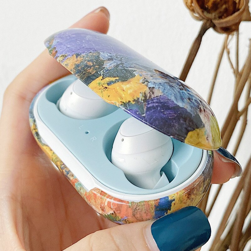 Retro Flower Marble PC Matte Earphone Case For Samsung Galaxy Buds+ Plus Cover For Galaxy Buds Bluetooth Wireless Headset Case: GB11