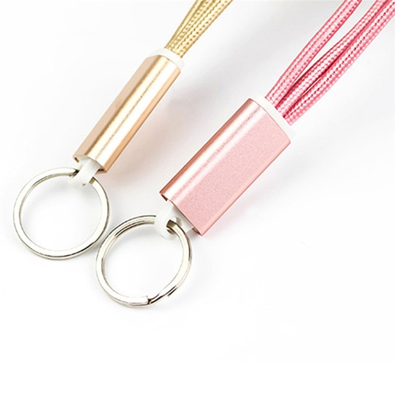 Usb Kabel Metalen Sleutelhanger Micro Usb Data Cord Oplader Auto Sleutelhanger Kabel 13.5 Cm Voor Iphone Voor Android