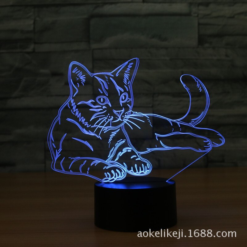 Cat Series Colorful Animal Model Cat 3D Light LED Small Night Light Table Lamp Visual Light 8188