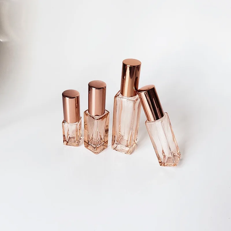4 Uds 3/5/10/20ml Mini botella de Perfume de vidrio colorida atomizador cuadrado maquillaje portátil botella de Perfume de repuesto de viaje: Naranja / 60 ml