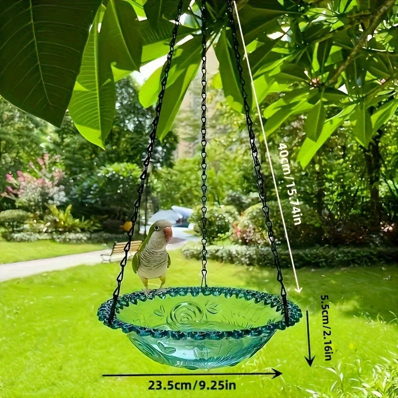 Decorative Hanging Bird Feeder with Chain - Dual-Bowl for Outdoor Garden & Yard, Attracts Hummingbirds