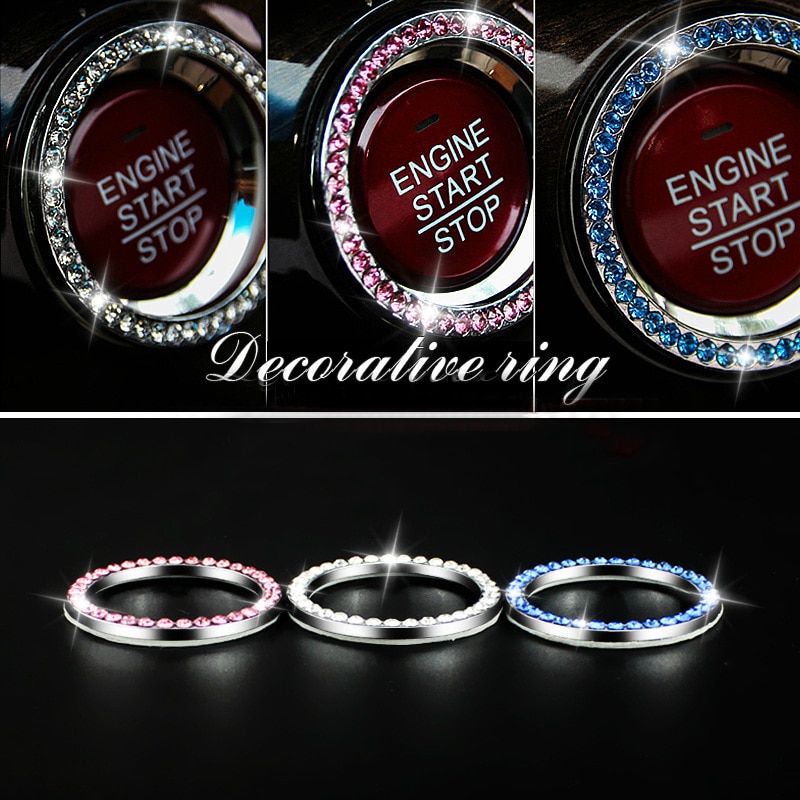 Decoratieve ringsticker Auto startknop Decoratieve diamant strassring Auto SUV Bling Decoratieve autoaccessoires