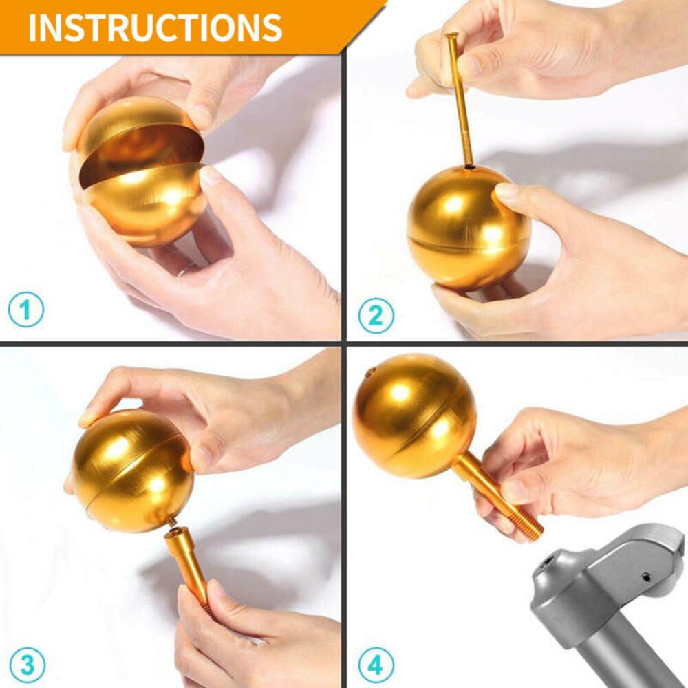 Outdoor Flagpole Ball Topper Ornament 3inch Gold Anodized Aluminum Finish Aluminum Gold Anodized Aluminum Finish