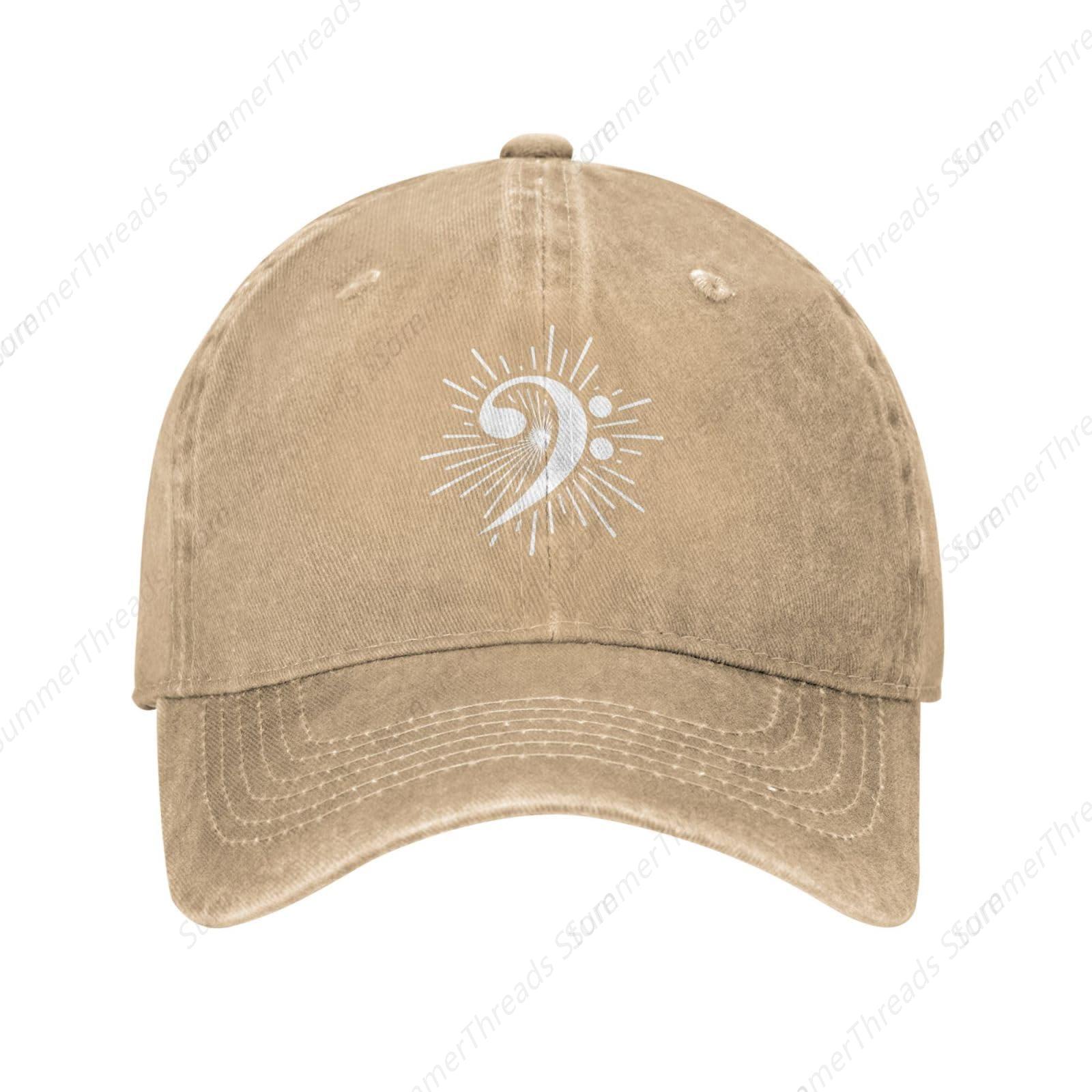 Bass Clef Music Logo Hat Vintage lavado desgastado gorra de béisbol golf papá sombrero para hombres mujeres: Rojo