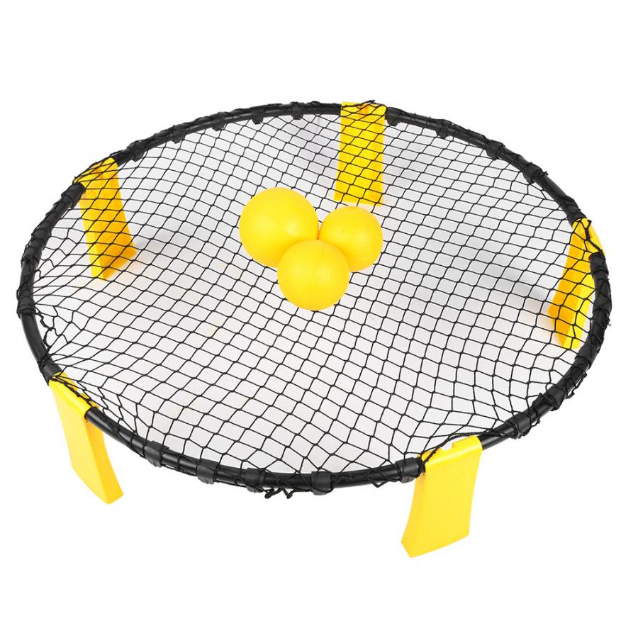 Mini Beach Volleyball Net Ball Set Outdoor Team Sports Spikeball With 3 Balls Volleyball Net Lawn Beach Fitness Equipment: with racket