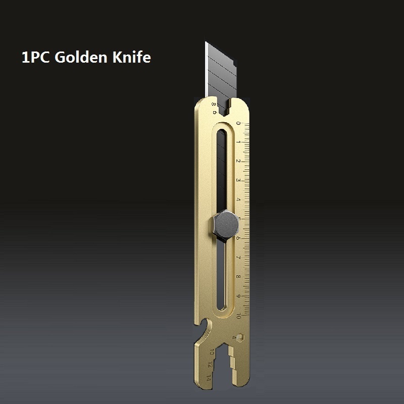 Mes Roestvrij Staal, 4 In 1 Multifunctionele Afbreeksleutel Van Industriële , 18Mm Zware Lederen Behangsnijder: Chocolade