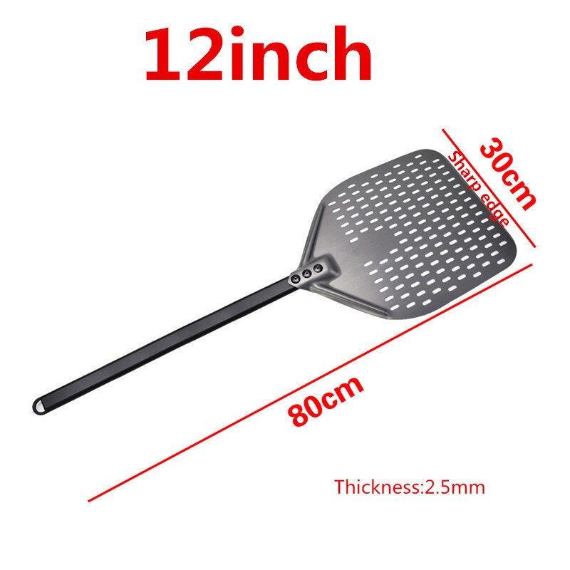 12 14 inch aluminum pizza shovel long handle pastry tool pizza shovel spatula cake baking flipper: 12inch 80cm