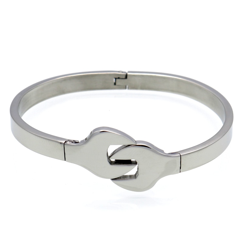 Punk Style Bracelet Stainless Steel Retro Wrench Steel Color Bangle Jewelry For Men And Women