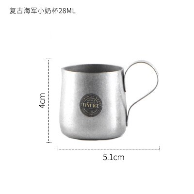 Hemliv i japansk stil retro kaffekanna mjölkkopp mjölkcylinder rostfritt stål matt kontorsklubbkaffeverktyg: 28ml vintage marinblå