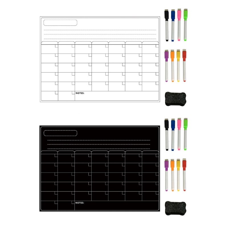 Tableau magnétique pour réfrigérateur, calendrier hebdomadaire, planificateur de repas, liste de courses, planche pour réfrigérateur de cuisine avec marqueur de 8 couleurs