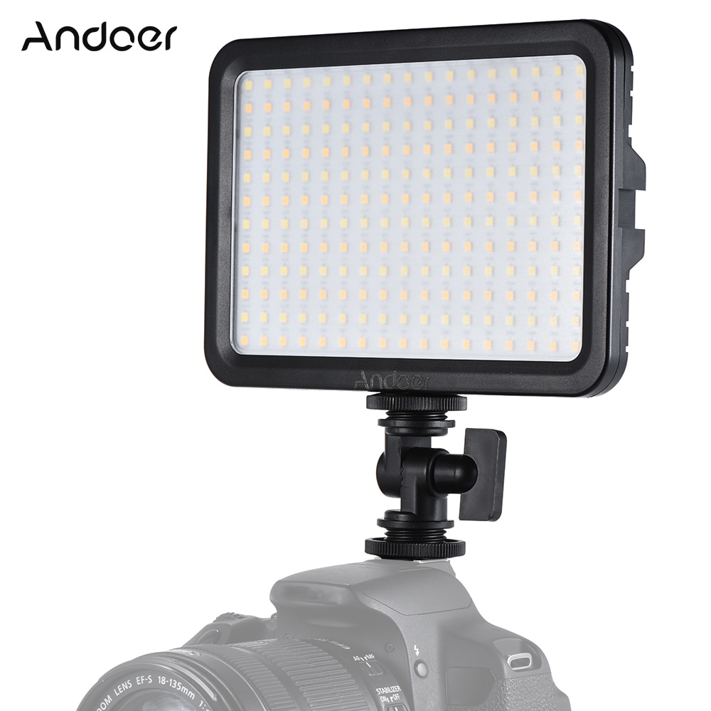 Andoer 204 LED Video Light met 204pcs Lamp 3300 K-5600 K Bi-Kleur Temperatuur CRI90 voor fotografie voor camera studio light
