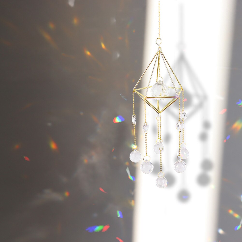 Crystal Wind Chime Suncatcher Prism Rainbow Light Chaser Garden Hanging Window Terrace Pendant Home Decoration