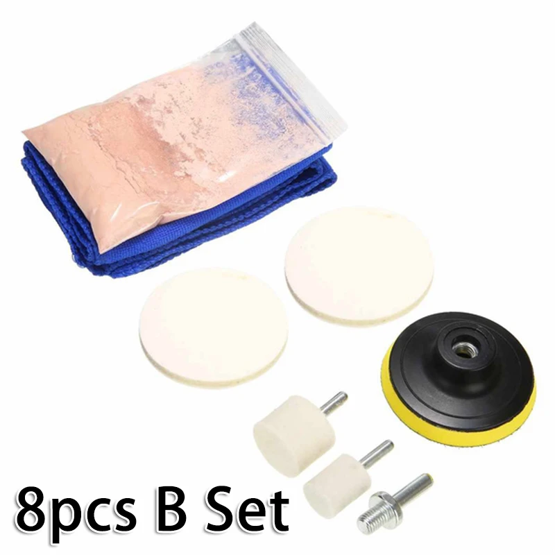 Herramienta de pulido de vidrio de coche, Kit de reparación de arañazos de parabrisas, disco de pulido de carrocería de coche, 8/10 Uds.: Negro