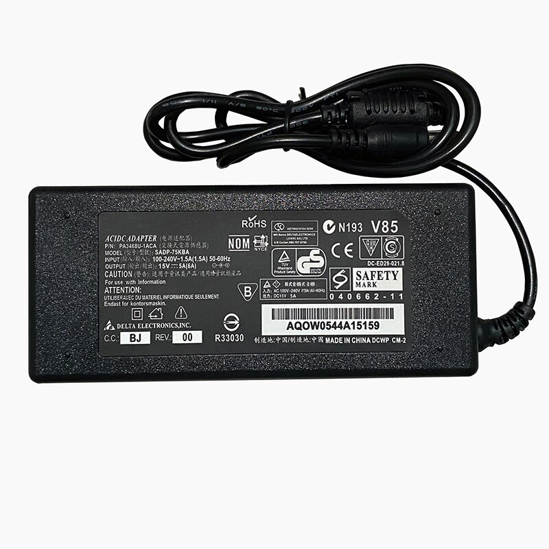 15V 5A for Toshiba Tecra A9 A10 A11 M2 M3 M4 M5 M6 M7 M9 M10 M11 AC Adapter Charger Power Cord: No power cord