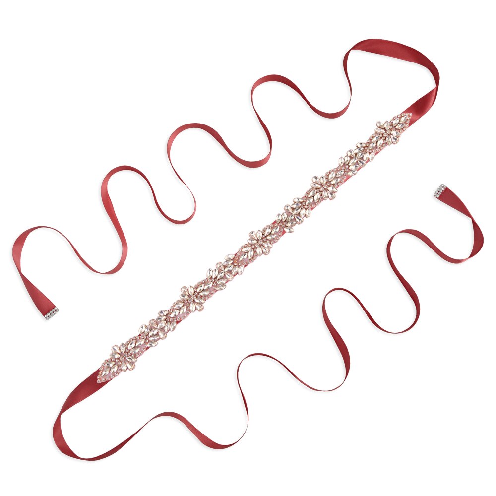 TRiXY S429 różbyć winnym złoto dżetów pas pas ślubny diament szarfa pasek robić sukni ślubnej kość słoniowa aplikacja ślubna na akcesoria ślubne: wino czerwony