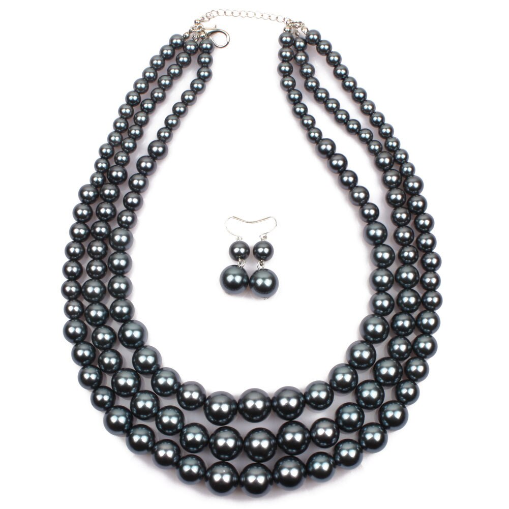 Handmade pearl fashionable and exaggerated in Europe and America lady's pearl string clavicle multi-layer Necklace: grey