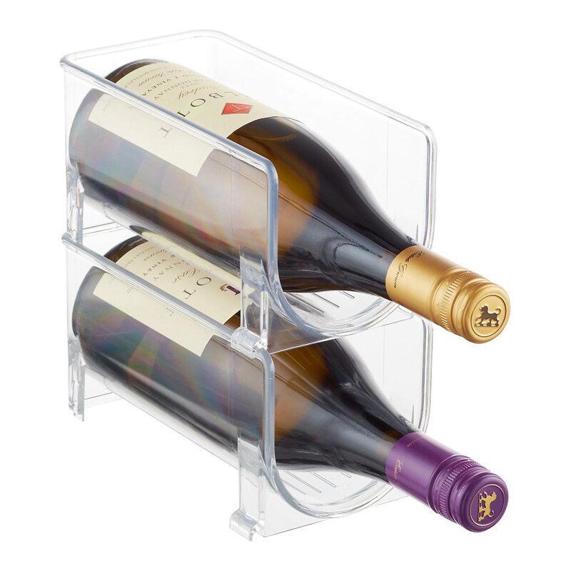 4Pack Refrigerator Organizer Kitchen Bottle Storage Rack Stackable Wine Holder Bottles Display Shelf Fridge Kitchen Organizer: 2Packs-transparent