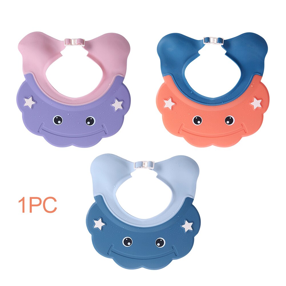 Visera de baño para lavar el pelo para niños, gorra con protección para las orejas, gorro ligero, ajustable, de silicona