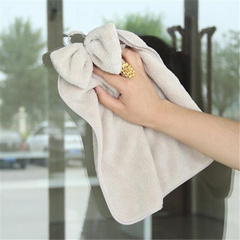 Bow Hand Towel Microfiber Fabric Quick-Dry Water absorption Dry Hanging Wash Hand Towel Kids Daily Using Kitchen Toilet Towels
