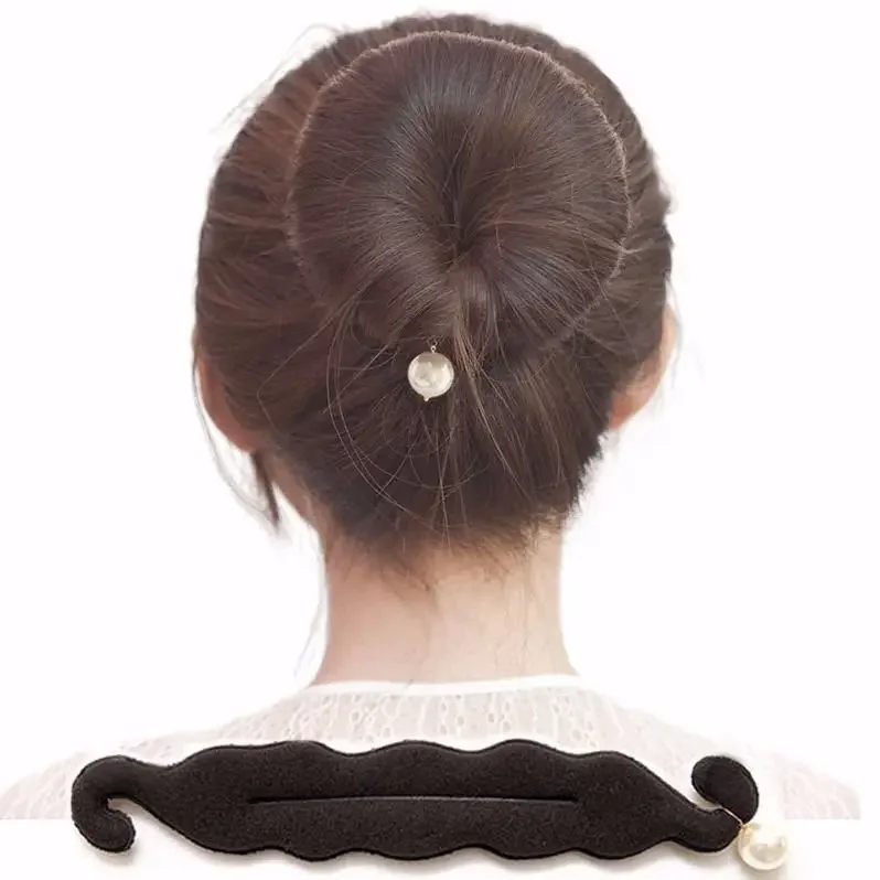 Accesorios de peinado para moño simple para mujer, herramienta para el cabello con cabeza de bola para trenzar el cabello, palo para el cabello de esponja, anillo para el cabello con perlas, accesorios para el cabello: Verde claro