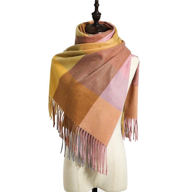 Dianruo Klassieke Herfst Winter Grace Vrouwelijke Plaid Sjaal Vrouwen Sjaals Brede Roosters Lange Shawl Wrap Deken Warm Sjaals R331: 8