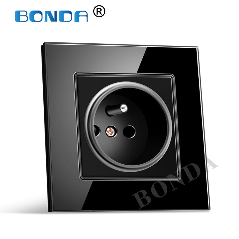 Eu Stopcontact, franse Standaard Wit Zwart Goud Crystal Glass Panel Ac 110- 250V 16A Stopcontact 16A 2100ma Fabrikant: French black glass