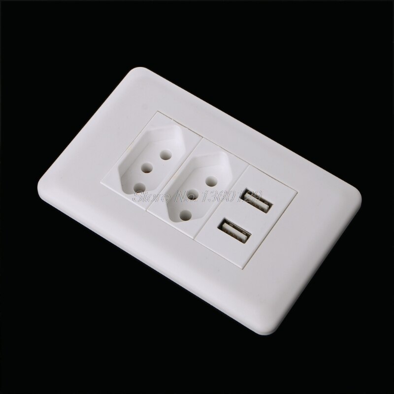 Wall Power Brazil Socket 15A Brasil Standard Double Soquete 5V 2100mA Dual USB Charger Port 115mm*75mm AC 110~250V Sep23