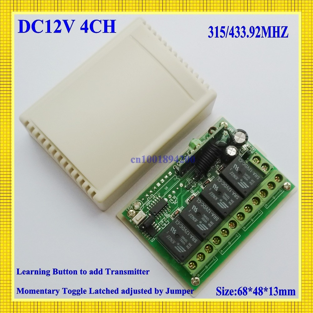 Remote Control Switches 12V DC 4CH Relay Receiver + 3000m Big Button Transmitter Power Switch 315/433MHZ Learning Code Receiver