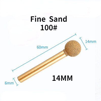 Gelötete Diamant Schleifen Kopf 6mm Schaft/Legierung Schleifen Kopf Grob Sand Feine Sand/stein Carving Schleifen Kopf sphärische: fein Sand  14MM