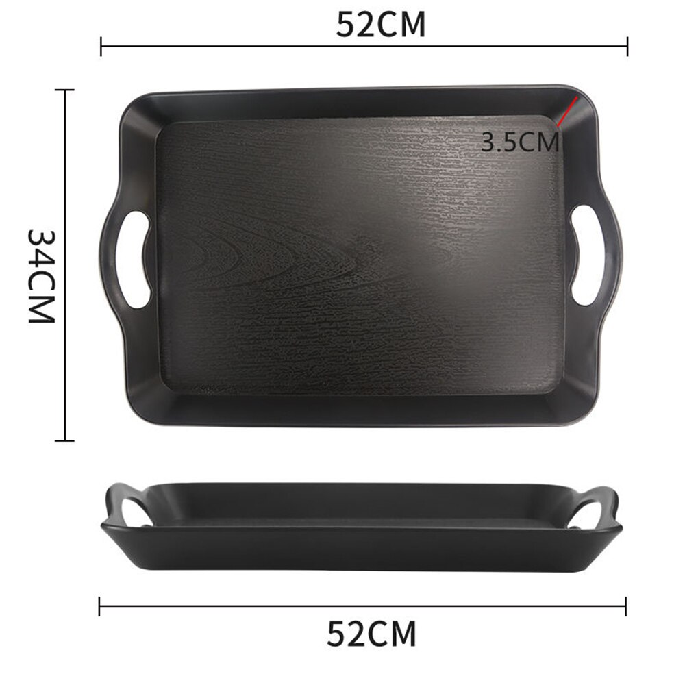 Basket Tray Dish Plastic Storage Baskets with Handles, Office Basket Tray Plate: Black52x34cm