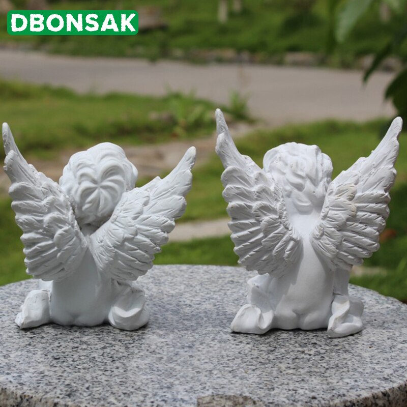 Europeisk harpiks hvitt måke søt amor engel dekorasjon håndverk skrivebord ornament jul bryllup figurer