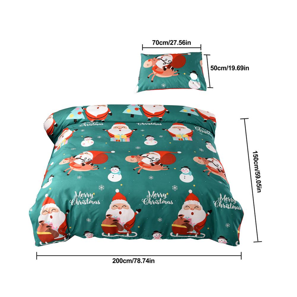 Christmas Bedding Set Quilt Cover Santa Claus Pattern Pillowcase Comforter Bedclothes for Family Hotel Supplies EU US CN Queen
