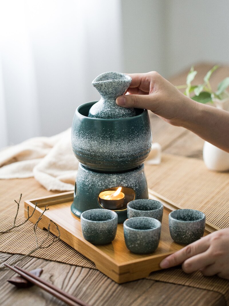 Keramisk vintøj japansk retro sake med gul vin husholdningsvin grydedragt risvin opvarmning vinvarmer vintøjssæt