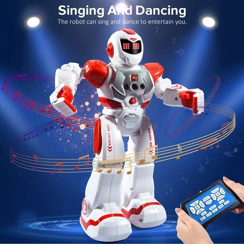 Afstandsbediening Robot Voor Kinderen Ligent Programmeerbare Robot Met Infrarood Controller Speelgoed, Dansen, Zingen, Led Ogen Rood