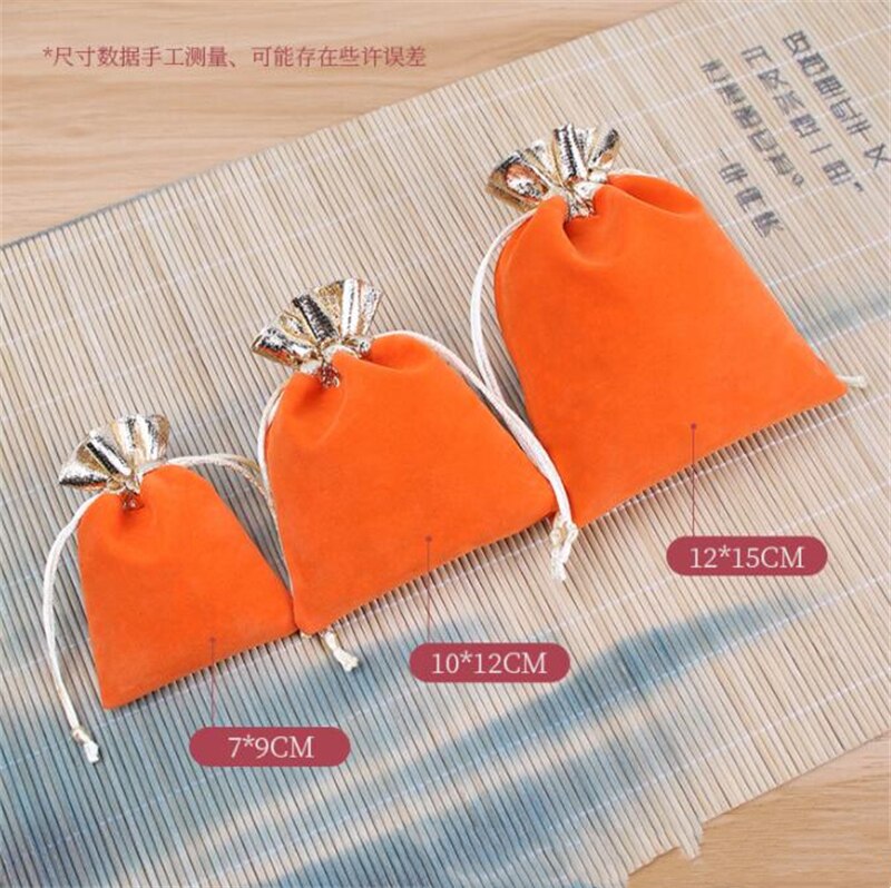 10 stks 12X15 cm Goud Fluwelen Zakjes Sieraden Zakje Organizer Trekkoord Cdoek Tas Katoen voor Huwelijkscadeau Verpakking kralen Container