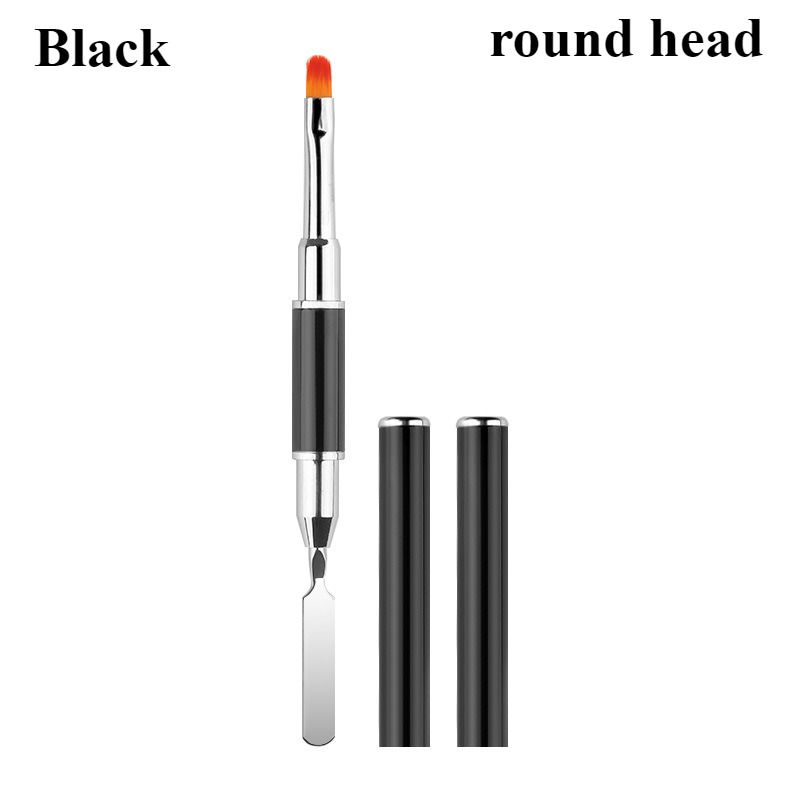 2-in-1 Dual beendet Poly Nagel Gel Bürste Pflücker Nagelbürste und Spachtel Edelstahl Gel für NäGel Verlängerungsgel Werkzeug: Licht Grau