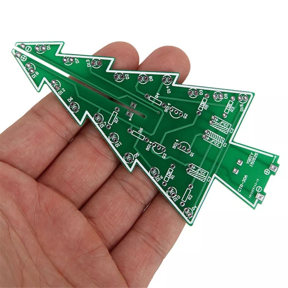 Kit de piezas de árbol de Navidad Flash de 7 colores Diy Módulo de placa de circuito LED 3D árbol de Navidad con interruptor de autobloqueo de luces Led