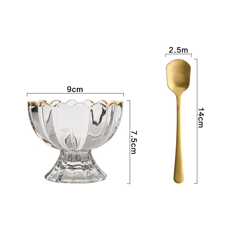 Taza para helado de vidrio con encaje de phem , taza transparente con cristal de arena para postre, taza para ensalada, batidos de frutas, té, Copa familiar: A-2