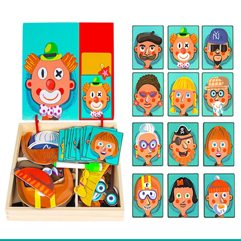 LUMOOM Wackelnder Holzmann Mit 12 Magnetischen Gesichtern | Schüttelmann Für Auto Armaturenbrett & Schreibtisch