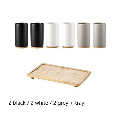 Taza nórdica simple de cerámica para beber agua, juegos de 6 piezas para el hogar con bandeja, portavasos, restaurante: tray mix