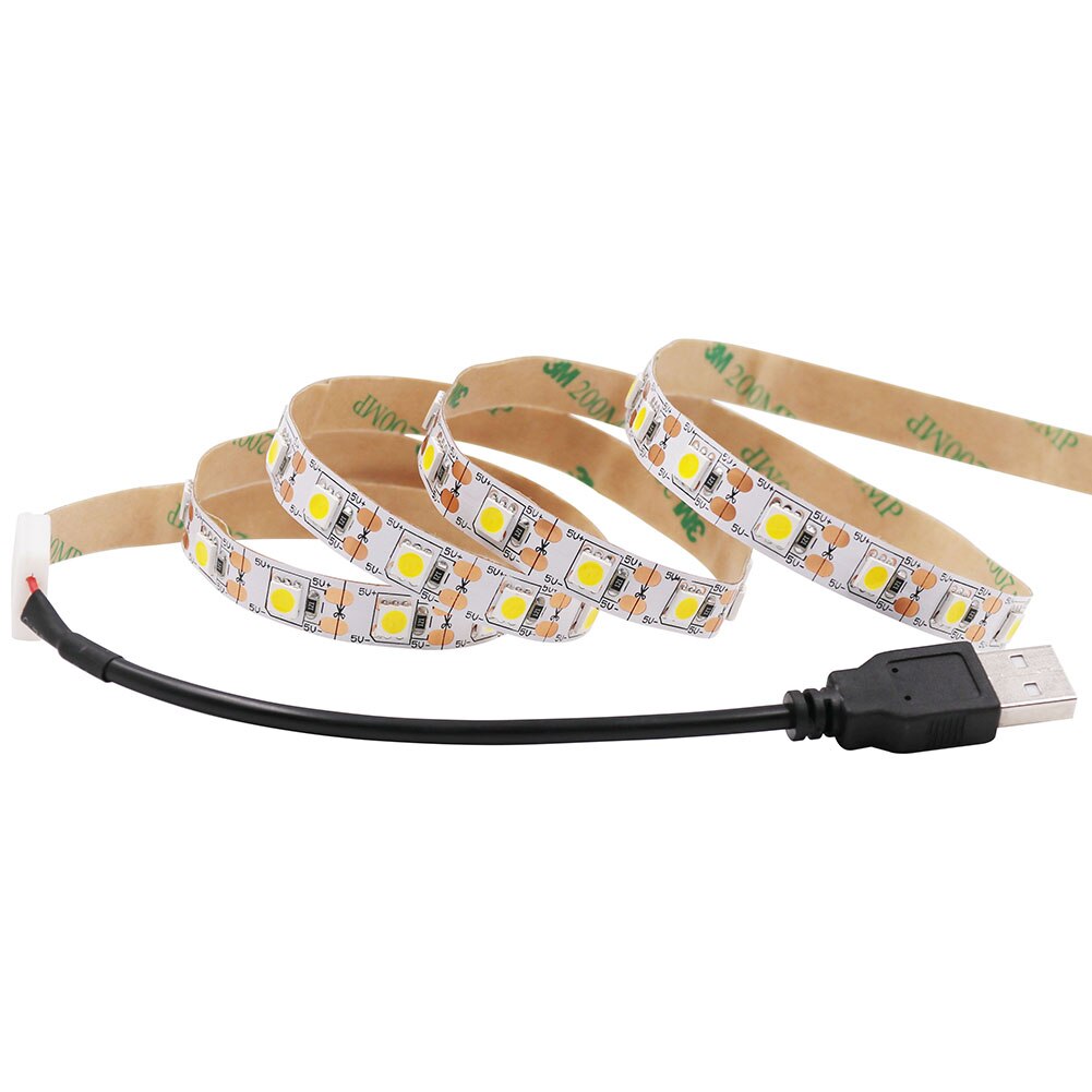 5v usb ledet stripe 5050 kald hvit / varm hvit tv bakgrunnsbelysning 60 leds / m usb klippkontakt 30cm/50cm / 1m / 2m sett.