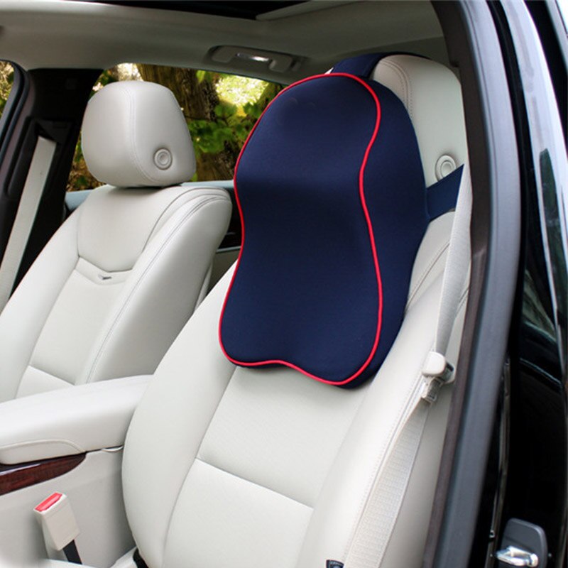 Auto Nek Kussen 3D Traagschuim Hoofdsteun Auto Kussen Zacht Ademend Kussen Voor Slapen In De Auto: Black Red Line