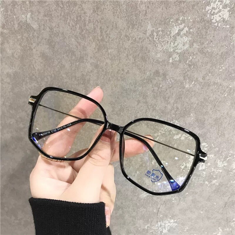 Anti Blue Light Anti Blocking Filter Glasses Women Mens Computer Goggles Retro Metal Transparent UV400 Eyewear: black