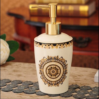 Soap Dispensers Ceramic Emulsion Dispensing Bottle Preser Portable Soap Dispensers Perfume Hand Shower Gel Shampoo Bottle 400ML: Style 4